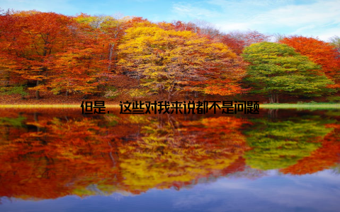 但是, 这些对我来说都不是问题