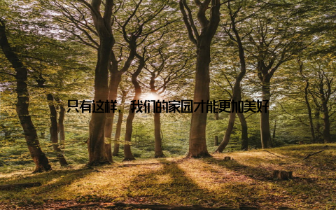 只有这样, 我们的家园才能更加美好