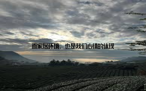 而家居环境, 也是我们心情的体现